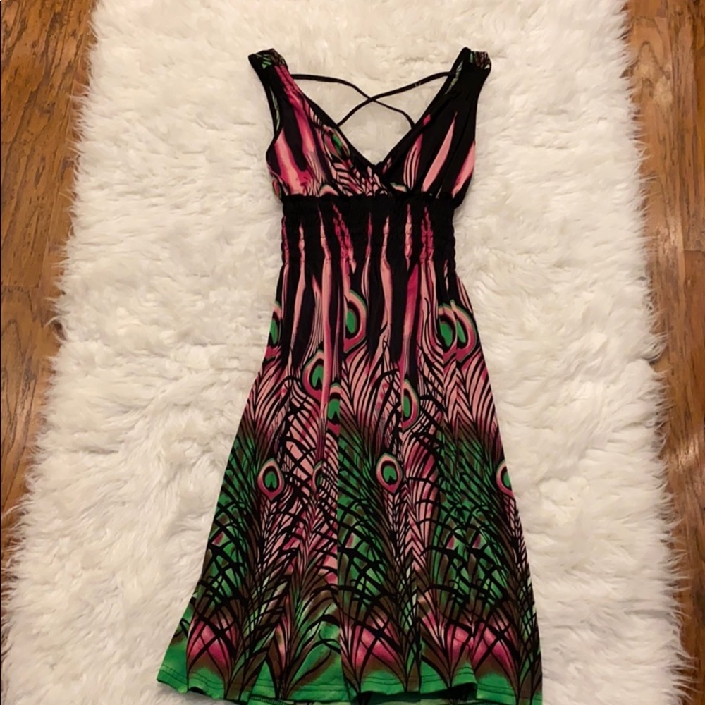 Rain Forrest Cafe dress peacock print